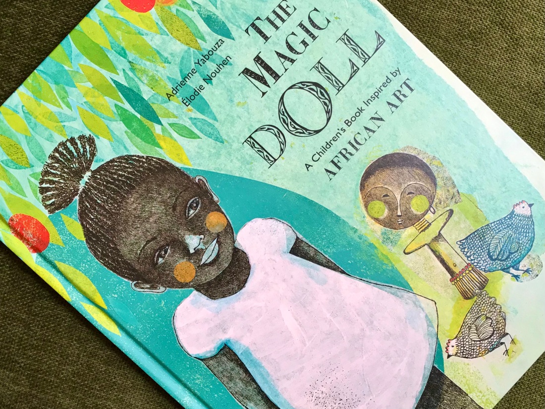 cover of magic doll with young girl illustrated and doll and chickens